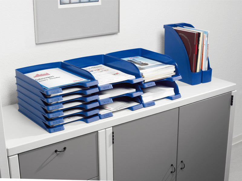 Leitz Stapelbarer Briefkorb mit Griffausschnitt, Beschriftungsfeld, matt, grau, B 255 × H 103 × T 357 mm