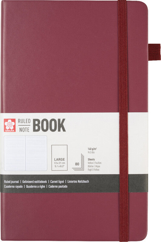 Sakura Notizbuch – 130 × 210 mm – 160 Seiten – 140 g/m² – gebunden, Gummiband, Stiftschlaufe, Maulbeere