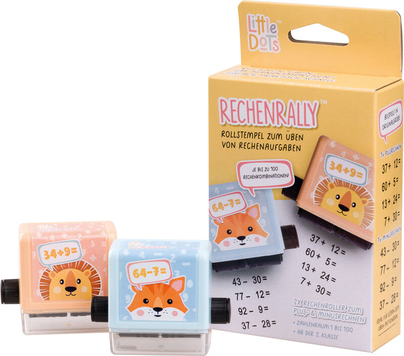 Little Dots – Löwe und Tiger Rollstempel – Rechenrally, Abdruckhöhe 25 mm, 2 Stück