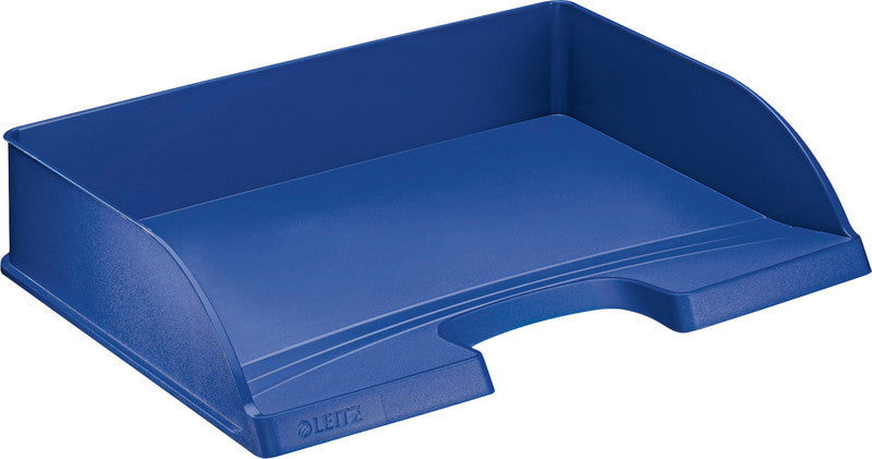 Leitz Stapelbarer Briefkorb mit Griffausschnitt, Beschriftungsfeld, matt, blau, B 363 × H 70 × T 273 mm