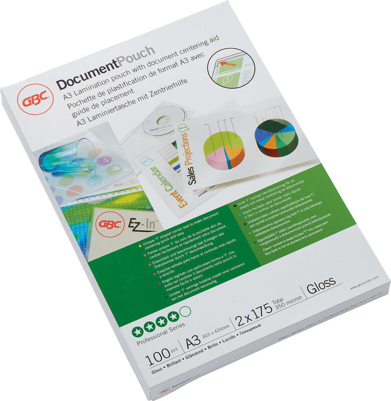GBC Laminierfolien A3, glänzend – 175 µm, 303 × 426 mm, 100 Stk.