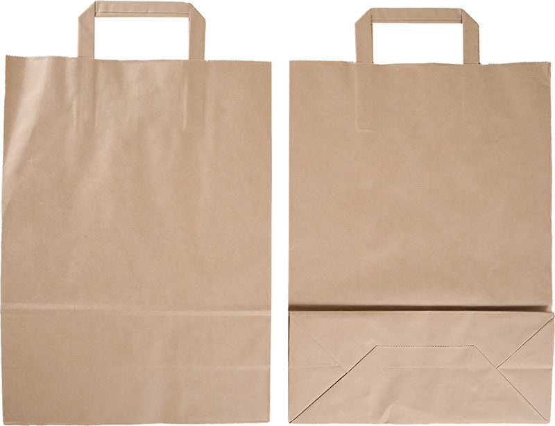 Elco Papiertragetasche mit Flachhenkel – 27 × 37 × 12 cm – Kraftpapier, 80 g/m² – Braun – 50 Stk.