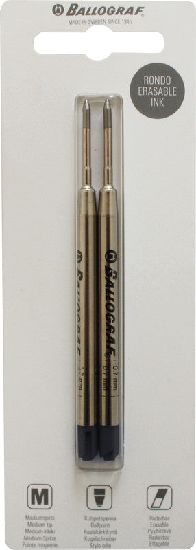 Ballograf Kugelschreiber-Mine Rondo – schwarz, 0,7 mm, löschbar, geruchsarm, 2 Stk.
