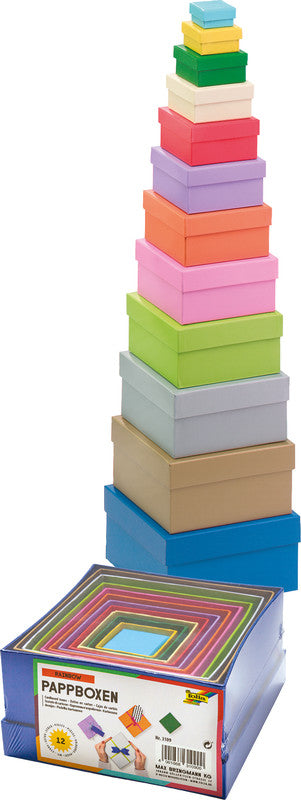 Folia Geschenkbox – farbig sortiert – recyclingfähig, für Basteln – 35 × 20 × 35 bis 145 × 75 × 145 mm