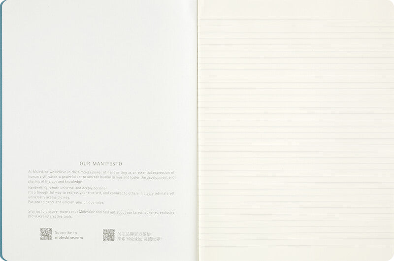 Moleskine Notizheft, 190 × 250 mm, liniert, Fadenheftung, Karton, 70 g/m² – blau
