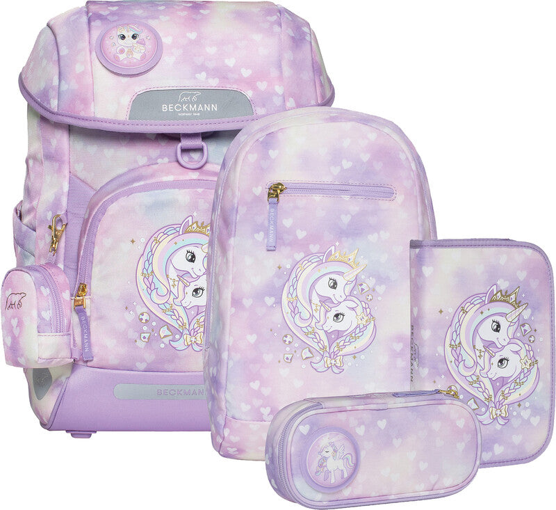 Beckmann Schulrucksack-Set Plus Air – 6-teilig – Unicorn Princess Purple