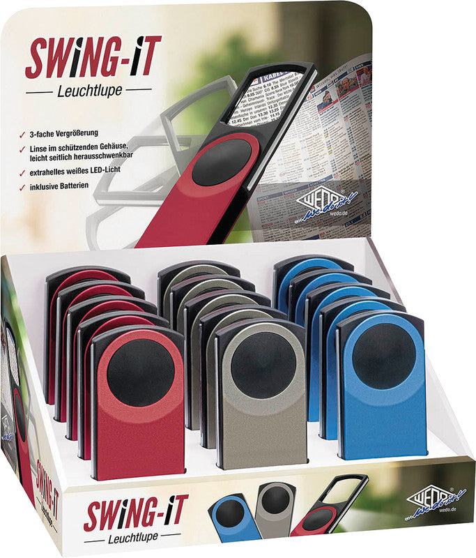 Wedo Swing-It – Leuchtlupe – 3× – mit LED, farbig sortiert