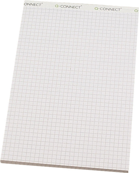 Q-connect Notizblock A5, kariert 5 mm, geheftet, 100 Blatt, perforiert, 65 g/m² – weiss