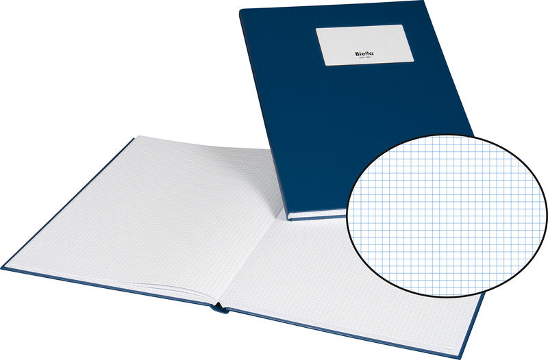 Biella Geschäftsbuch A4, kariert (4 mm), Fadenheftung, Karton, 80 Blatt, 100 g/m² – blau
