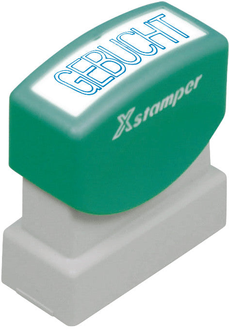 X-stamper Motivstempel – Motiv: Gebucht, selbstfärbend, Kunststoff, 13 × 42 mm, Deutsch