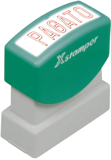 X-stamper Motivstempel – Motiv: Bezahlt, selbstfärbend, Kunststoff, 13 × 42 mm, Italienisch, Rot