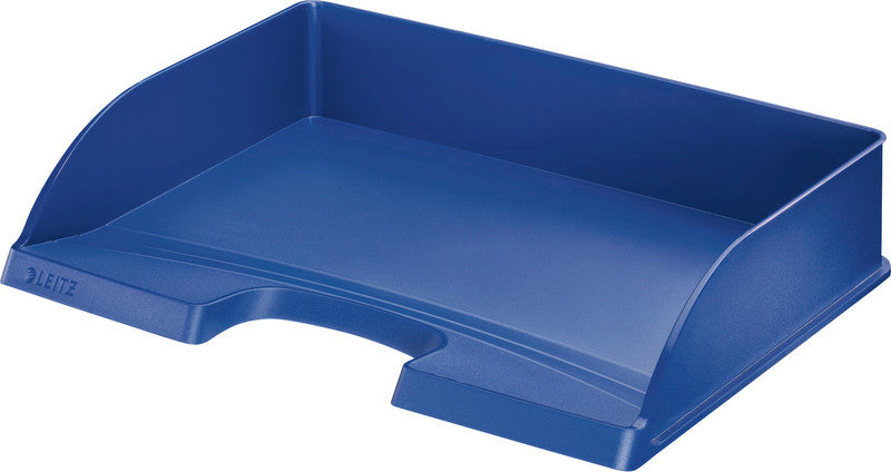 Leitz Stapelbarer Briefkorb mit Griffausschnitt, Beschriftungsfeld, matt, blau, B 363 × H 70 × T 273 mm