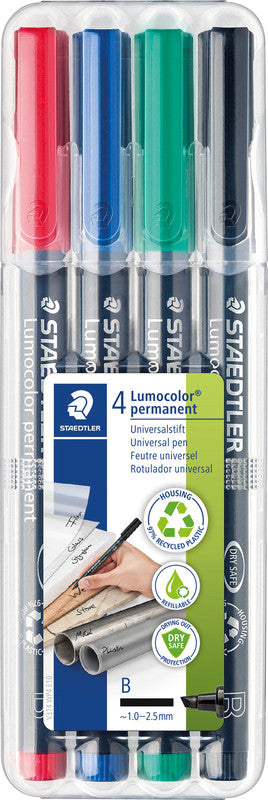 Staedtler Lumocolor für Permanent-Marker – sortiert (rot, blau, grün, schwarz), 4er