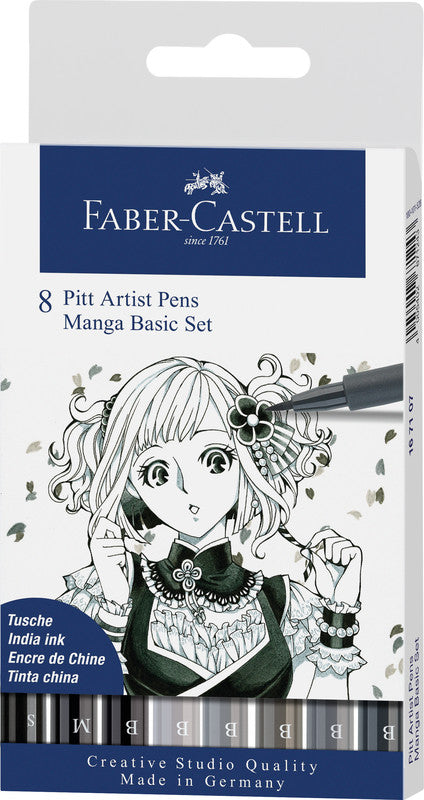 Faber-Castell Tuschestifte, Strichbreite 0,3 mm und 0,7 mm, wasserfest, 8 Stk.