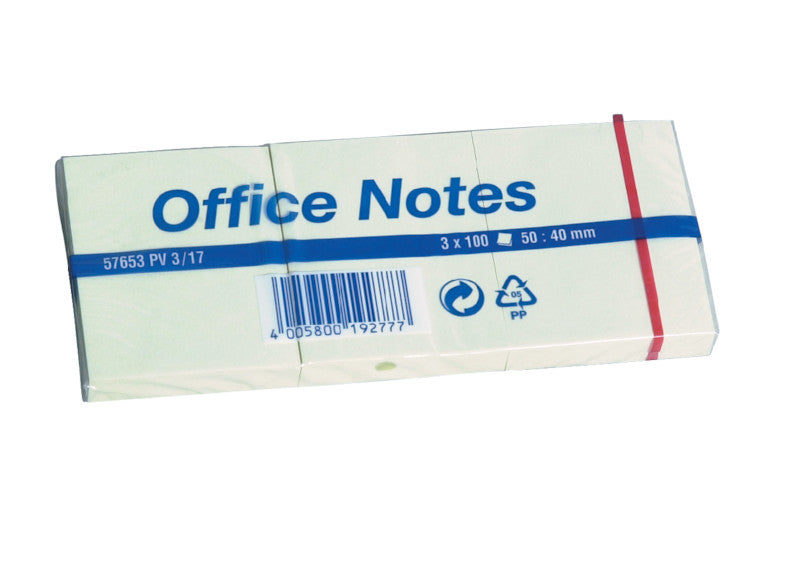 tesa Haftnotizen – 50 × 40 mm – gelb, 100 Blatt/Block, 3er-Pack