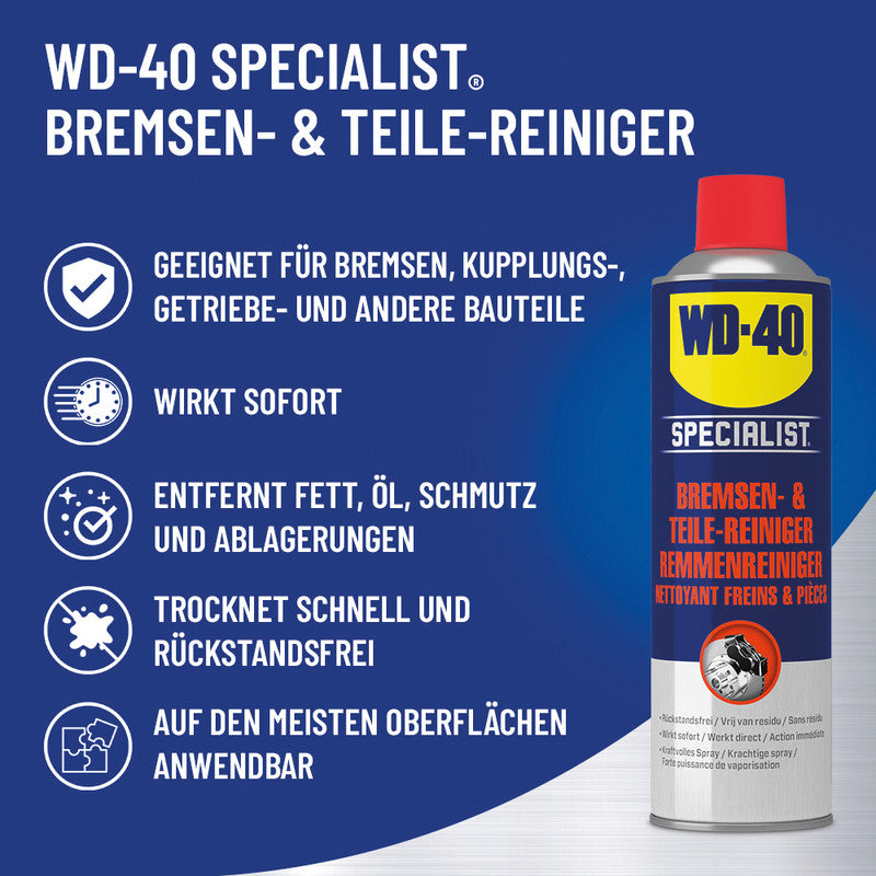 WD-40 Spezialist Bremsen- und Teile-Reiniger – für Bremsen & Teile, 500 ml