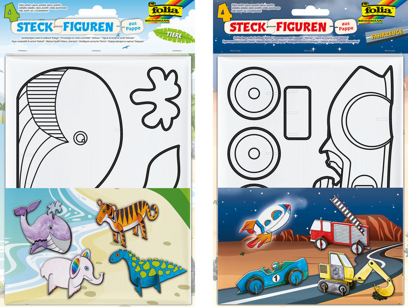Folia Steckfiguren-Set Fahrzeuge – 4 Steckfiguren – 200 × 315 mm