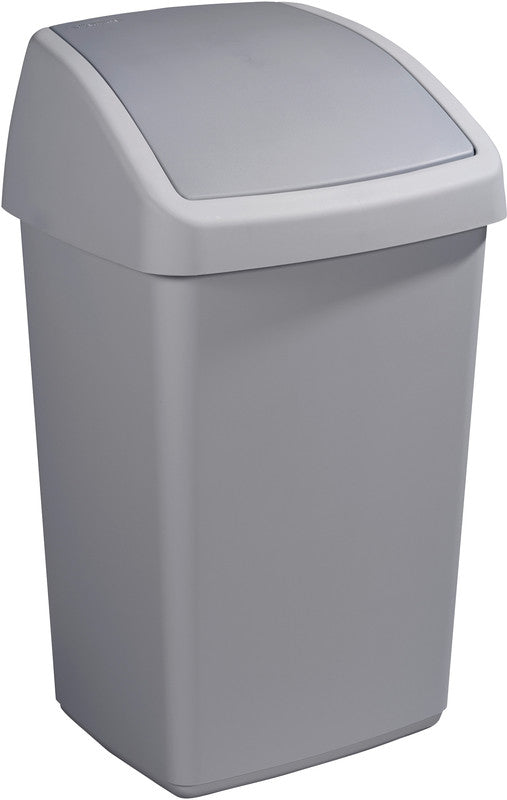 Zwingo Abfallcontainer Swing – 50 l – mit Deckel – Kunststoff, grau – B × H × T 395 × 600 × 345 mm