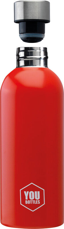 Youbottles Trinkflasche Dual – 5 dl – Edelstahl, isoliert, Schraubverschluss – Monochrome Rot