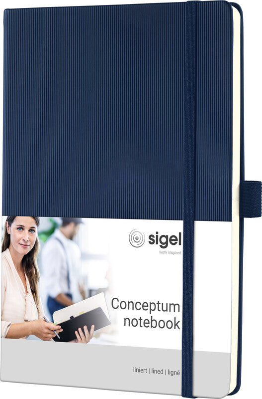 Sigel Notizbuch, A5, liniert, Fadenheftung, 194 Seiten, 80 g/m² – Mitternachtsblau