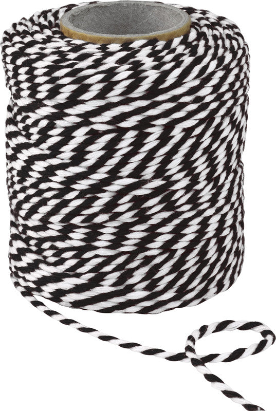 Präsent Baumwoll-Umreifungsband – 2 mm × 50 m, schwarz/weiss