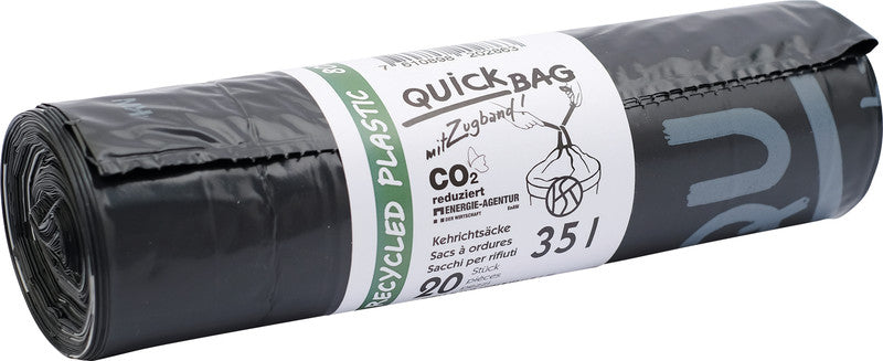 Noname Quickbag OKS – Abfallsack – 35 L, 49 µm, Kunststofffolie, schwarz, recyclingfähig – 20 Stück