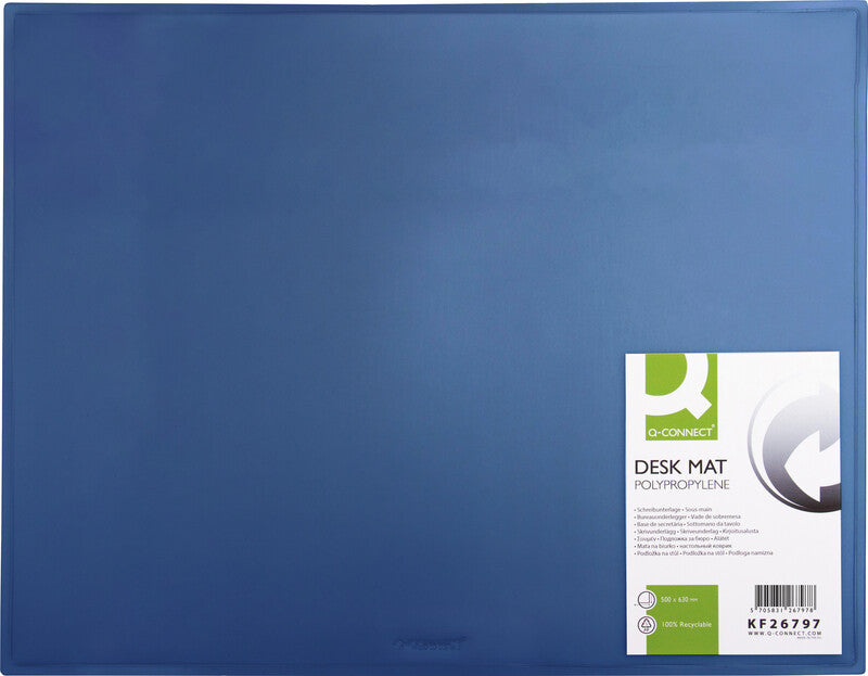 Q-connect Schreibunterlage – Blau – 630 × 500 mm – Kunststoff, rutschfest