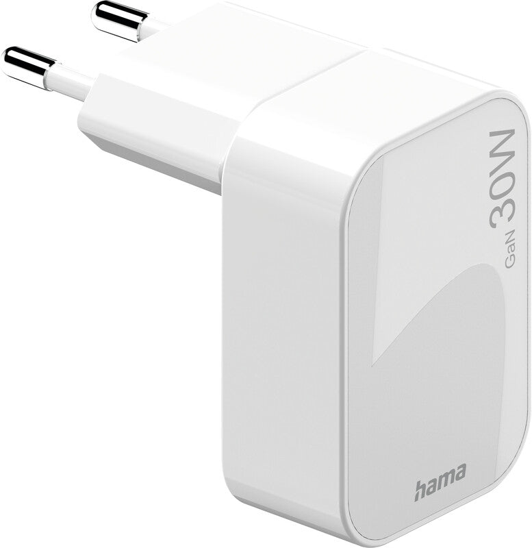 Hama 00201954 USB-Ladegerät 30 W – USB-C×1, PD, QC 3.0/2.0, GaN – Weiss