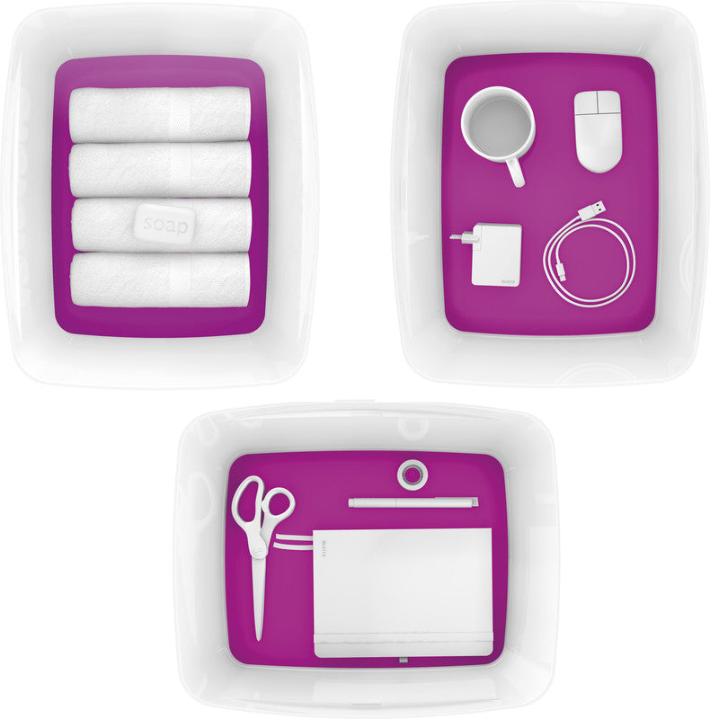 Leitz Aufbewahrungsbox MyBox – Kunststoff, weiss/violett, 31,8 × 19,8 × 38,5 cm