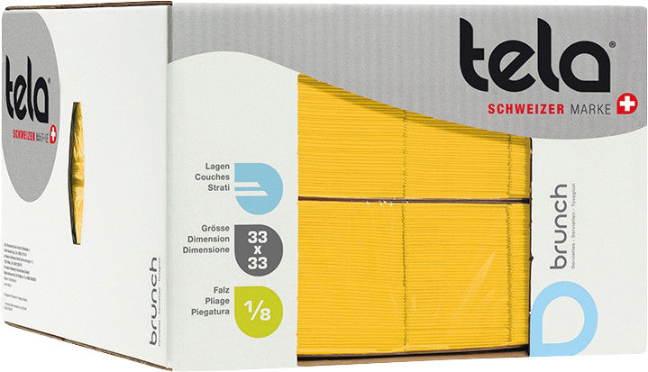 Tela Servietten – 33 × 33 cm – 2-lagig, Tissue, gelb – 300 Stk.