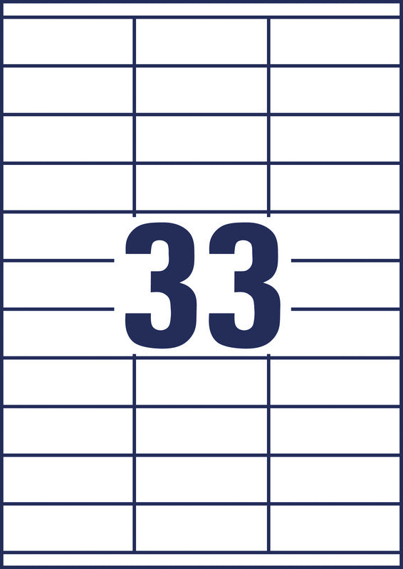 Avery Etikettenbogen, 70 mm × 25 mm, weiss, Papier, permanent, 100 Blatt (3'300 Etiketten)