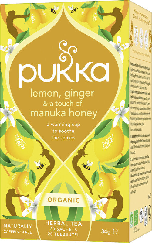 Pukka Teebeutel – Zitrone, Ingwer & Manuka Honig – Kräutertee, Bio, kompostierbar – 20 Beutel