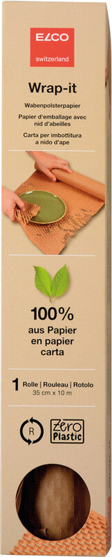 Elco Papierpolster-Wrap, Wabenpolsterpapier – 350 mm × 10 m – 80 g/m2 – Papier, braun