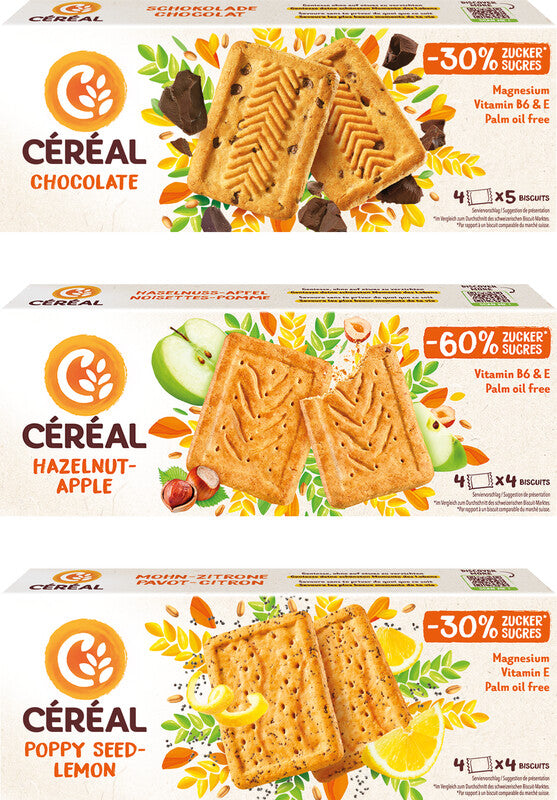 Céréal Gebäck – Haselnuss, Apfel, 4 Beutel × 4 Stück à 14,4 g (230 g)