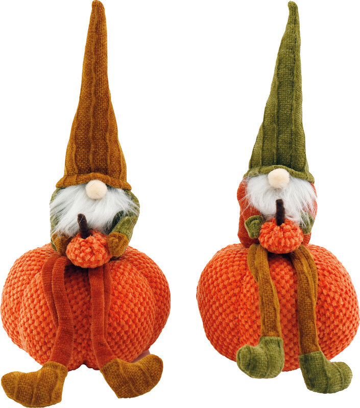 Sifcon Dekofigur Wichtel auf Kürbis, Kunststoff, Braun/Grün, Ø 13 × 30 cm