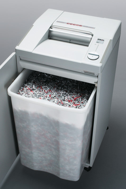 Ideal 2604/MC – Aktenvernichter, DIN P-6, Mikroschnitt 0,8 × 12 mm, 8 Blatt, 100 l, A4, mit automatischem Öler