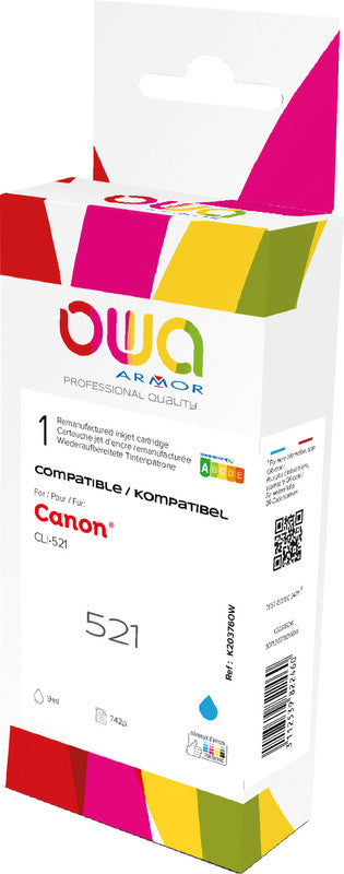 Owa Tintenpatrone CLI-521C, cyan, 10 ml, kompatibel – für Canon