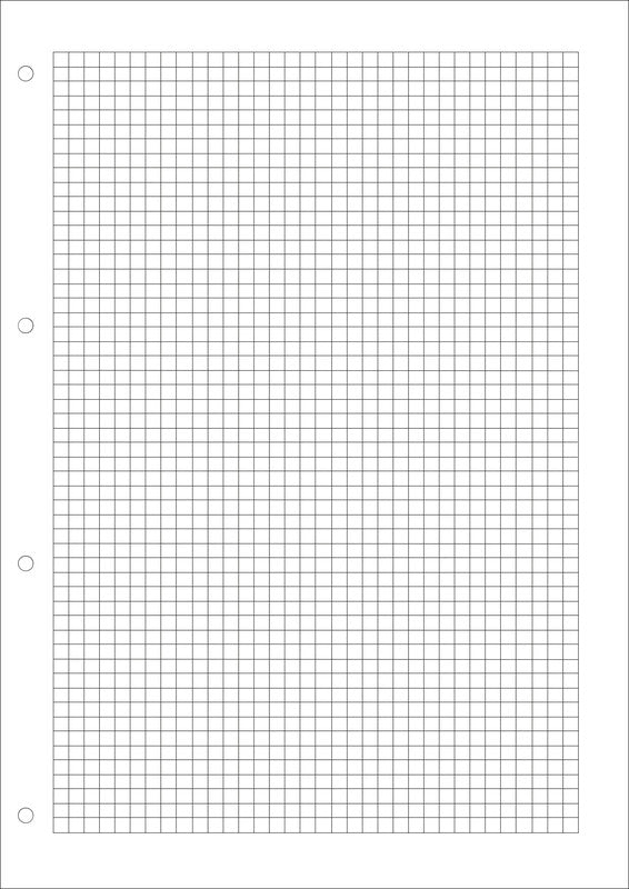 Natura line Notizbuch-Einlagen A4, kariert 5 mm, mit Rand, 4-fach gelocht, 90 g/m² – 500 Blatt