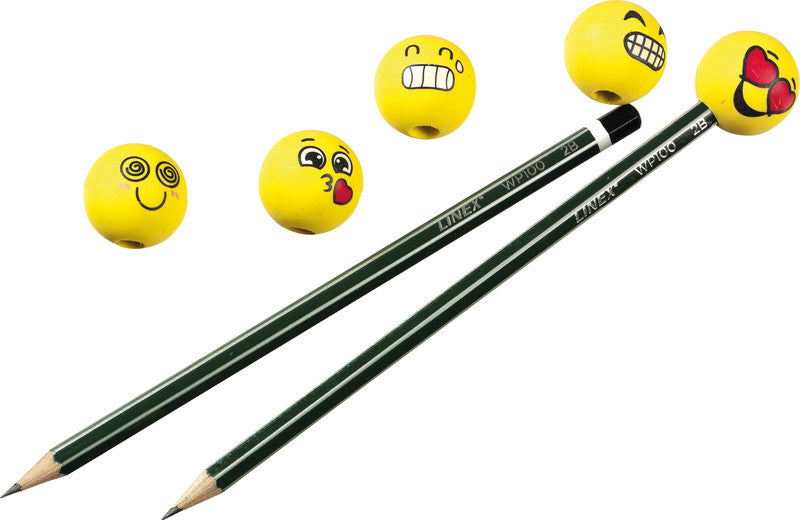 Linex Radierer Emoji – für Bleistifte und Farbstifte – gelb – 5er-Pack