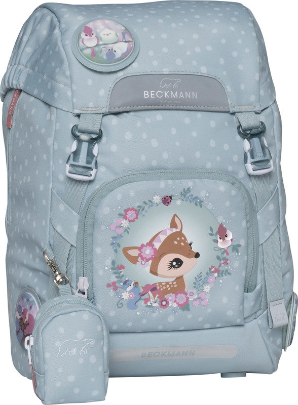 Beckmann Schulrucksack Classic 1st – 6-teilig – Forest Deer Dusty Mint – mit Leuchteffekt