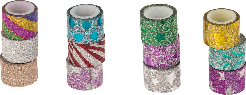 Out oft the blue Out of the Blue Washi Tape – mit Abroller, Glitter, 13 mm × 1 m, sortiert, 12 Rollen