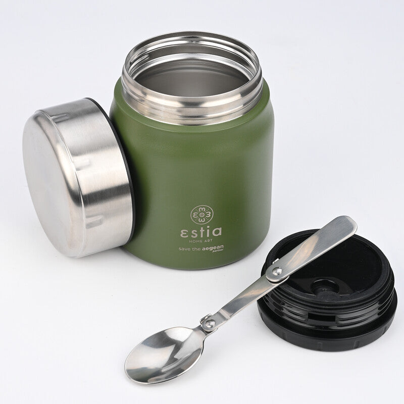 Estia Thermo-Lunchbehälter – 0,5 l – isoliert, auslaufsicher – Edelstahl – grün 'Forest Spirit' – Ø 10 × 14 cm
