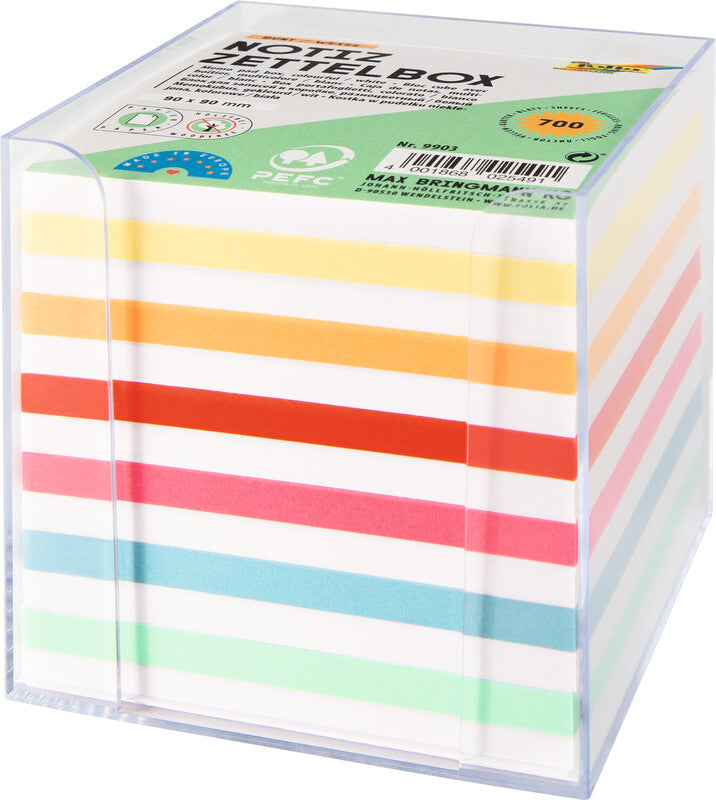 Folia Zettelbox – Kunststoff, transparent, 95 × 95 mm