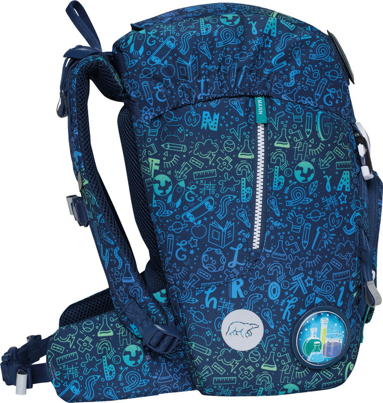 Beckmann Classic Schulrucksack – 6-teilig – Science – Recycelte Materialien – B 24,0 cm×H 37,0 cm×T 25,0 cm