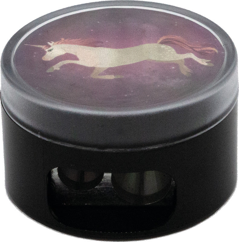 Kum Spitzer – manuell, 2-Loch, mit Behälter, für Blei- & Buntstifte Ø 8 & 11 mm, Kunststoff, Unicorn, schwarz