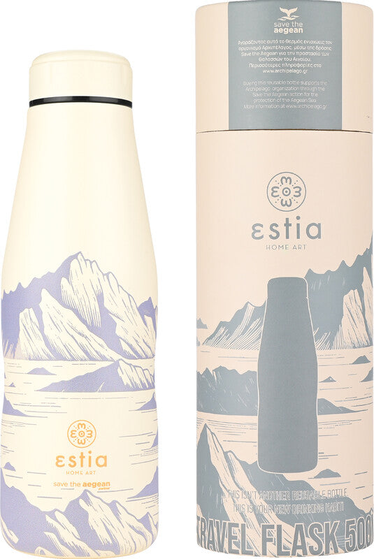 Estia Trinkflasche – 5 dl – Edelstahl, isoliert, Schraubverschluss, auslaufsicher, BPA-frei – Alpine Essence