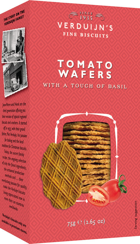 Verduijn's Waffeln – Tomate & Basilikum, Schachtel, 75 g