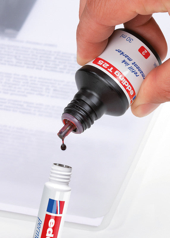 Edding Nachfüllfarbe für Edding Permanent Marker – rot, wasserfest, lichtbeständig, geruchsarm, 30 ml