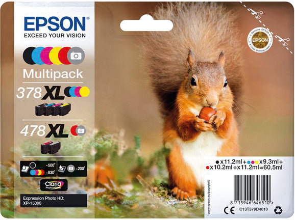 Epson Tintenpatronen-Multipack, 6 Farben (sortiert), 6er-Pack – für Inkjetdrucker und Multifunktionsgeräte