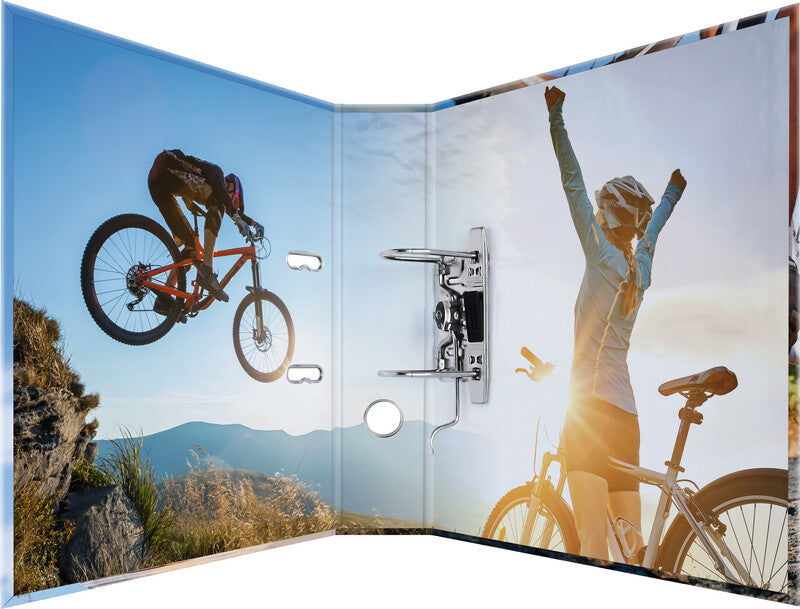 HERMA Ordner – A4 hoch – 2-Ring Hebelmechanik, Rücken 70 mm – mehrfarbig, mit Niederhalter, mit Griffloch